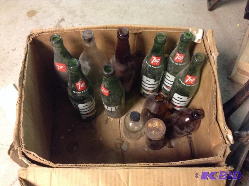 lot 111 image: Box of Miscellaneous Pop Bottles and More