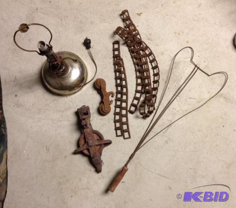 lot 157 image: Rusty Pieces and Old Converted Gas Lamp