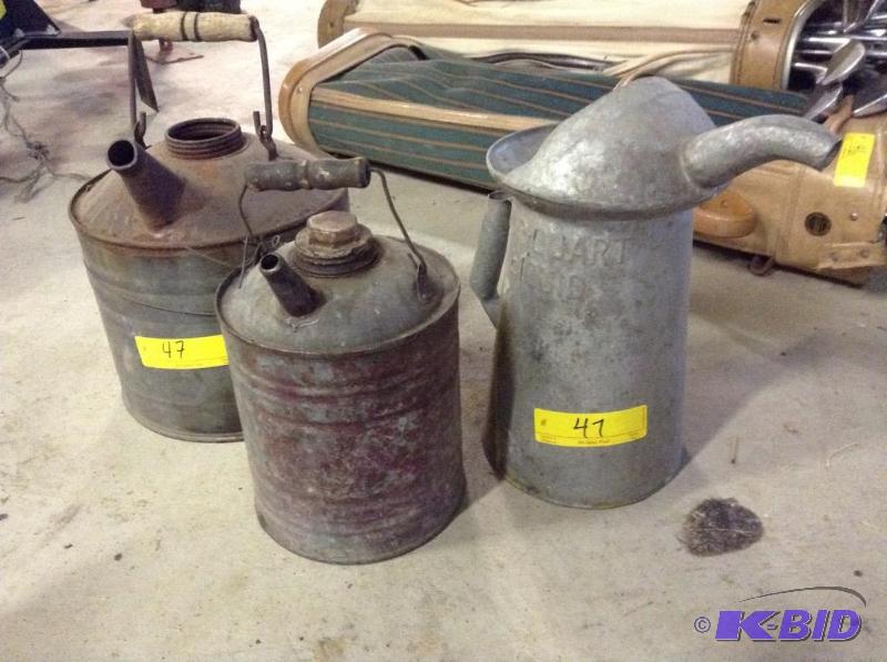 lot 47 image: Group of Old Oil Cans with Handles and Spouts