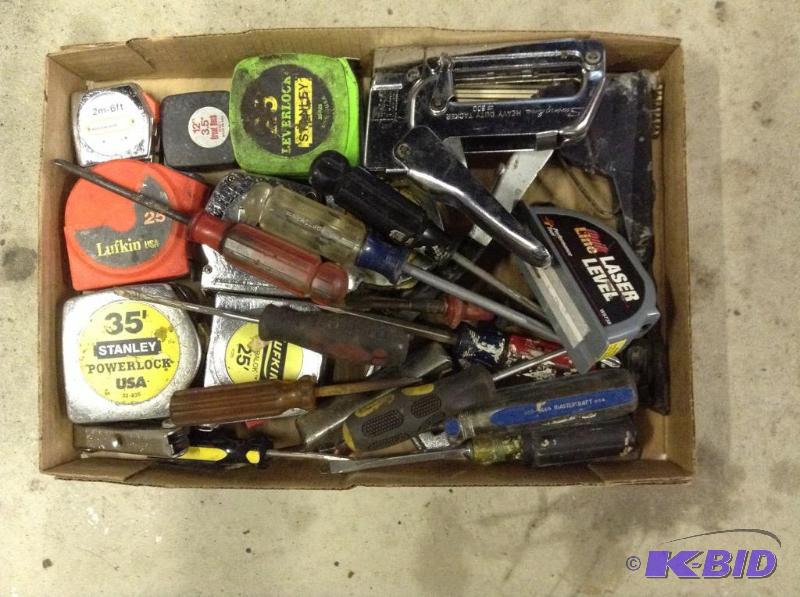 lot 67 image: Assorted Hand Tools and Tape Measures