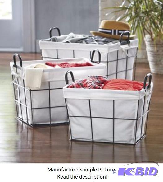 Three Piece Black Iron Wire Basket -&nbspHan...