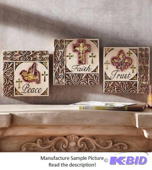 Set of 3 Inspiration Wall Plaques - Trust, Pe...