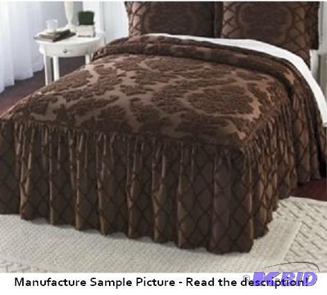 Damask Chocolate Queen Size Bedspread - With ...