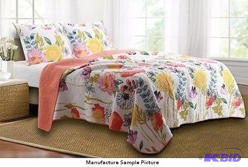 Orange and Floral Quilt - 105 x 95 - Retail $...