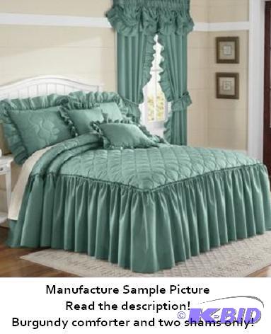 Burgundy Quilted Bedspread and Two Shams - 70...