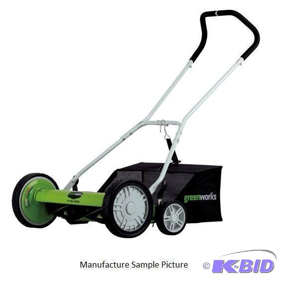 lot 62 image: 20" Greenworks 5 Blade 2 in 1 Reel Mower...