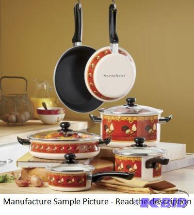 lot 65 image: Rooster 10 Piece Sunflower Cookware Set  -  ...