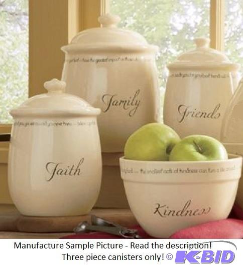 lot 80 image: Three Piece Canister Set - Friends, Family, F...