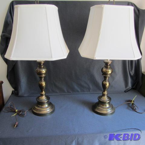 Pair Brass Table Lamps