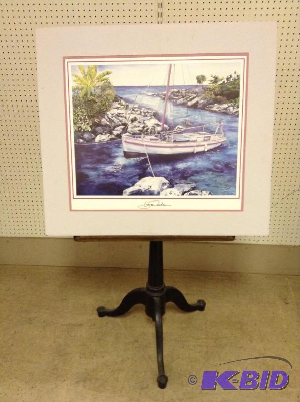 lot 46 image: Lynn Fecteau Print on Vintage Wood & Cast Iron Easel