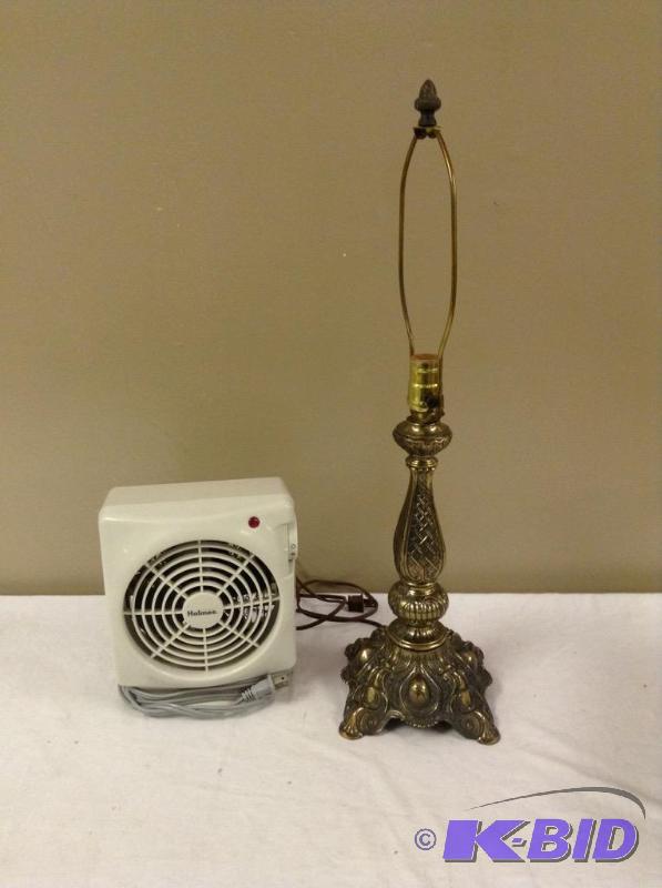 lot 49 image: Brass Lamp & Electric Heater