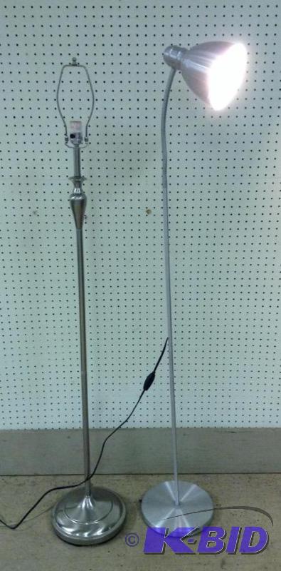 lot 5 image: Two Silver Tone Floor Lamps