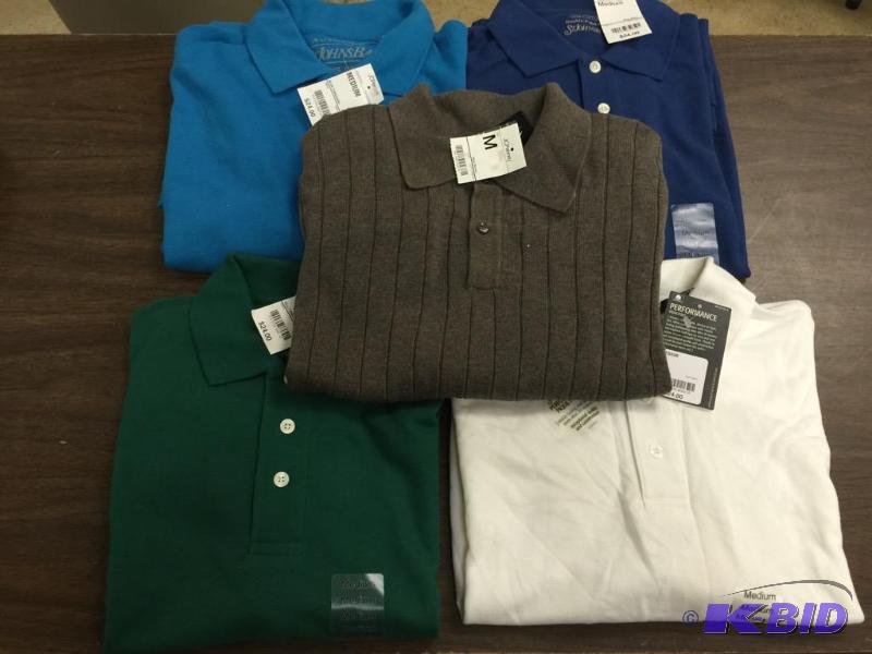 Five New Polo Style Mens Shirts Size M
