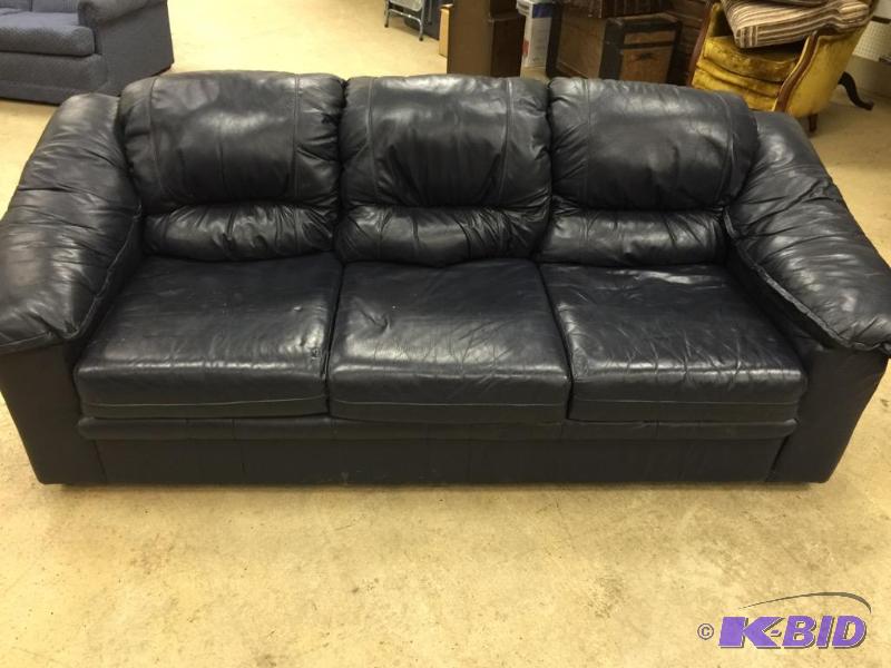 High Quality Dark Blue Leather Couch
