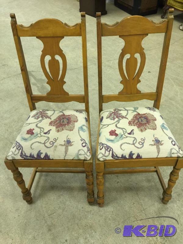 Two Nice Style Highback Chairs with Upholstered Seats