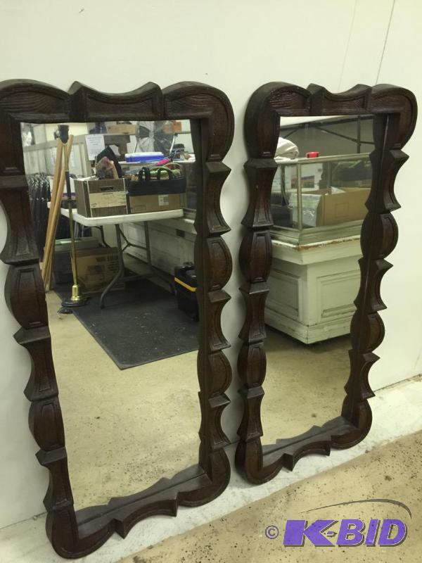 Two Vintage Brutalist Style Mirrors