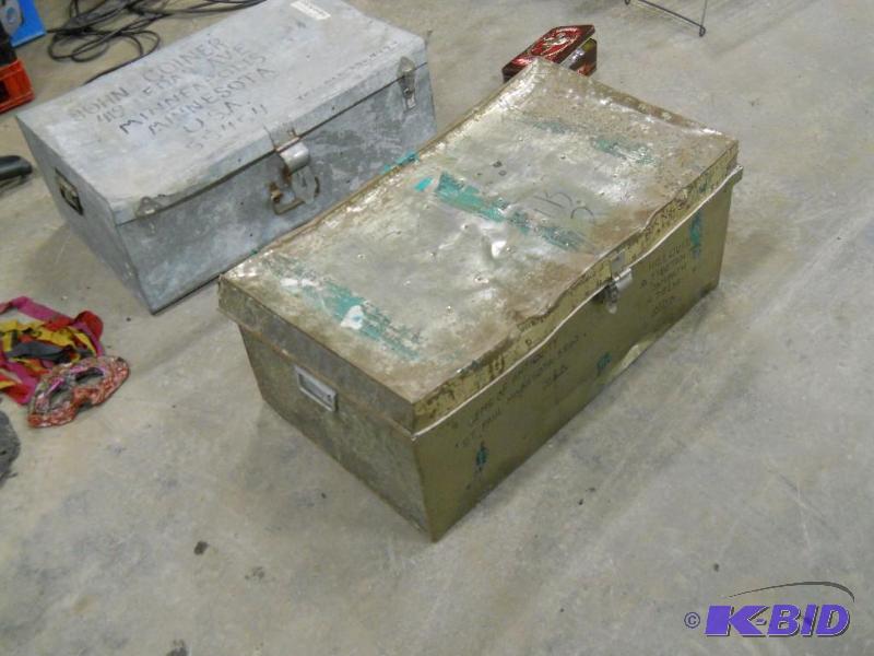 lot 19 image: Metal Travel Chest with Tibet Address  On It