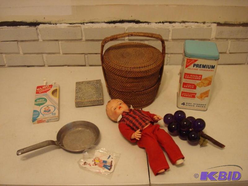 lot 124 image: Lot Of Vintage Items Including Old Doll And C...