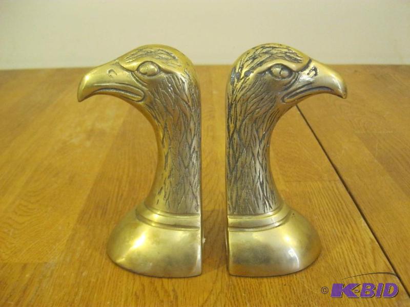 lot 22 image: Brass Eagle Book Ends ...