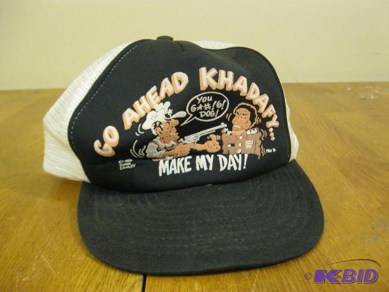 lot 259 image: Vintage KHADAFY&nbspRonald Regan Trucker Hat...