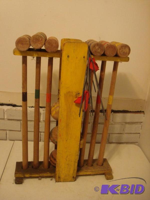 lot 33 image: Vintage Wood Croquette Set....
