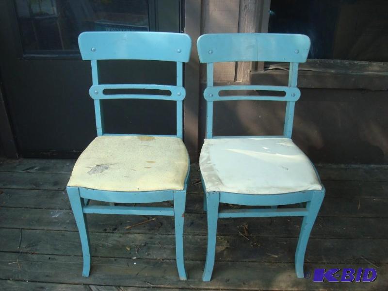 lot 59 image: Pair Of Vintage Wood Chairs. Have Wear....