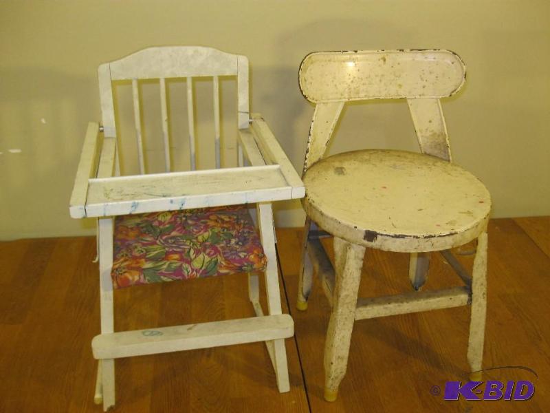 lot 71 image: Vintage DollChild Chairs. Have Wear....