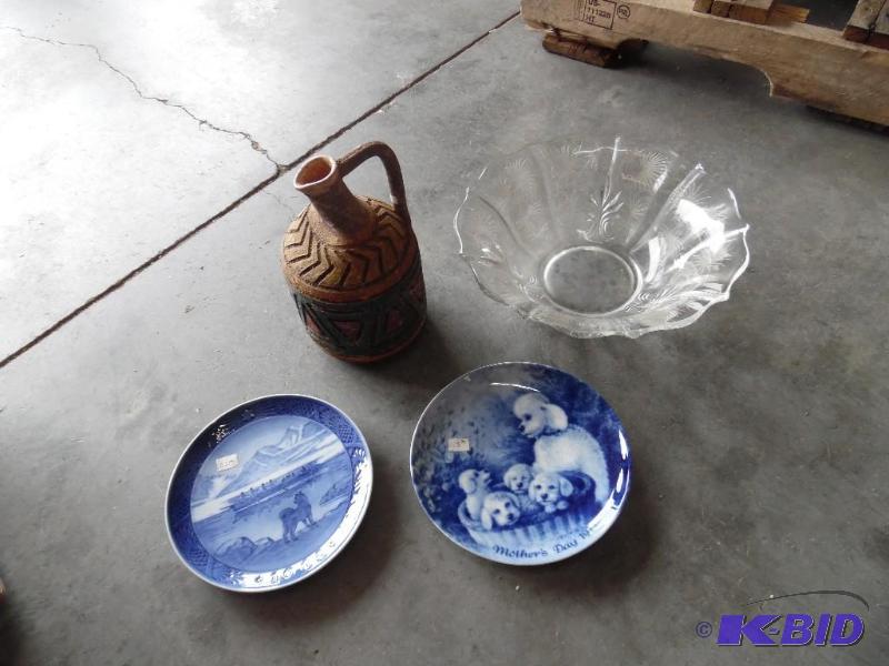 pottery, plates, glassware