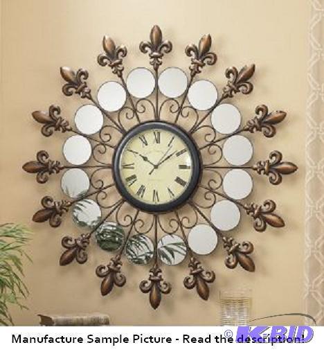 Mirrored Fleur De Lis Wall Clock - Old-world ...