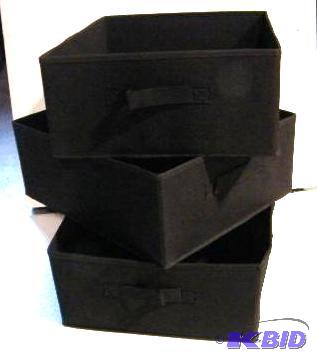 Three Black Cloth Bins - 16.5&quot w x 13.5&...