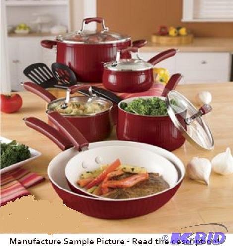 lot 11 image: Paula Deen 10 Piece Cookware Set - Red -This ...