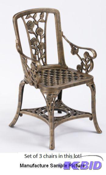 lot 55 image: Lot of 3&nbspBronze Resin Bistro Chairs - Ch...