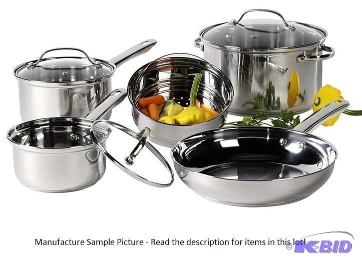lot 74 image: Basic Essentials Stainless Cookware Set -&nbs...