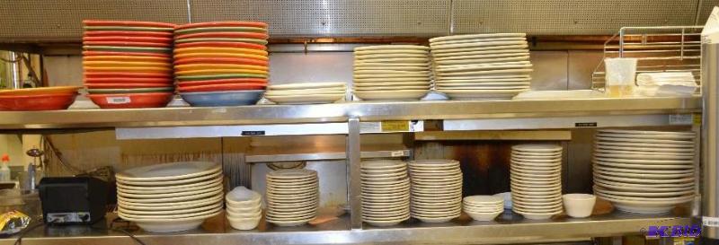 lot 117 image: Large group of heavy duty serving plates &...