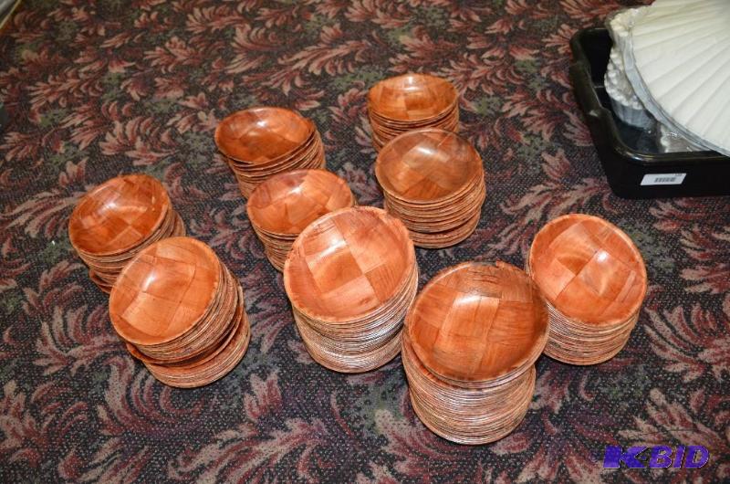 lot 118 image: Woven Wood salad bowls, inspect for details.&...