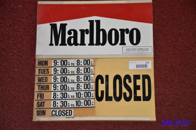 lot 152 image: Window Door sign to Show Hours of Business. A...