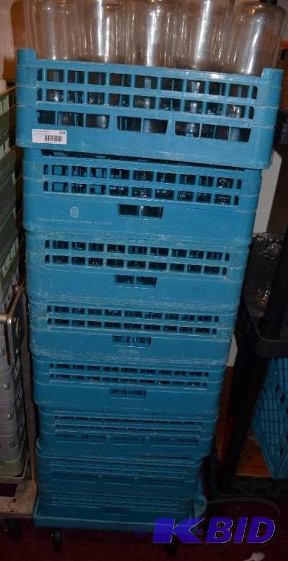 lot 194 image: Blue cisco rolling cart with 8 plastic racks....