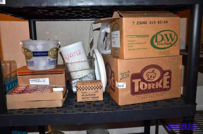 lot 200 image: Contents of first shelf on black shelf coffee...