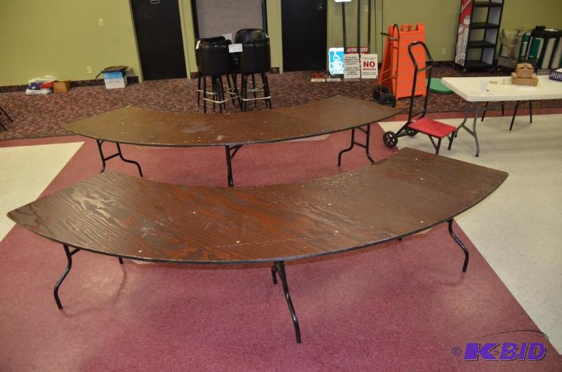 lot 217 image: 2 - semi circle tables. Approx 106" long...