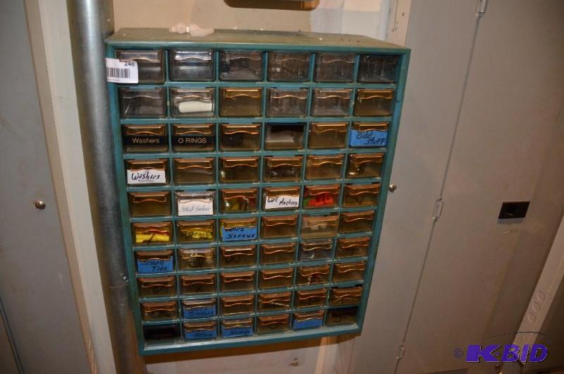 lot 248 image: Wall mounted storage nuts and bolts cabinet w...