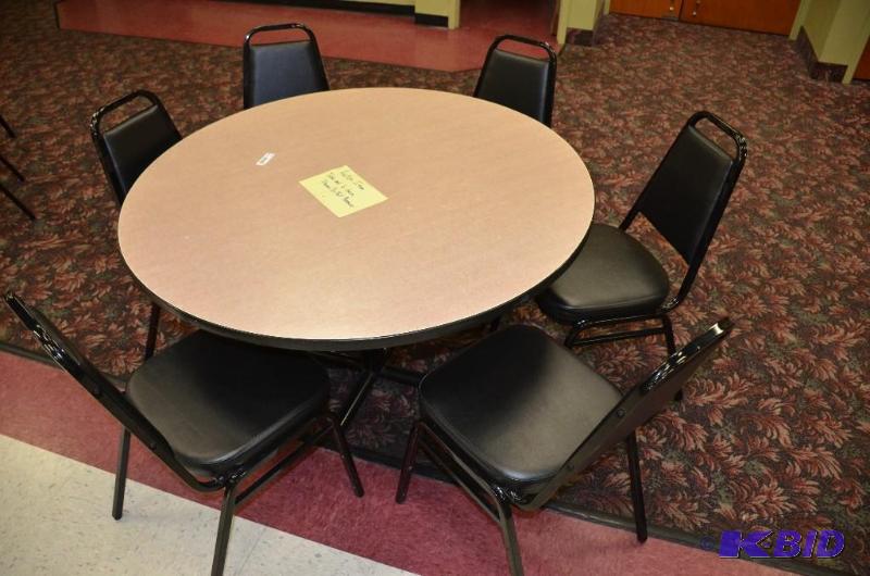lot 254 image: Round table 48" diameter&nbspand 6 chai...