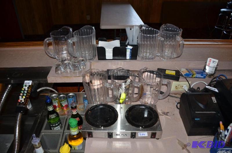 lot 334 image: Bunn 2 pot coffee warmer, pitcher, and shot g...