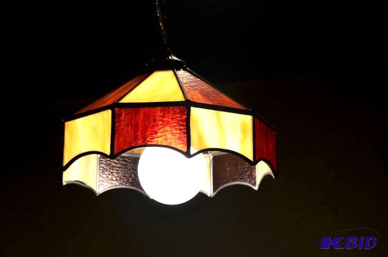 lot 357 image: Stain glass lamp 16" diameter. Please br...