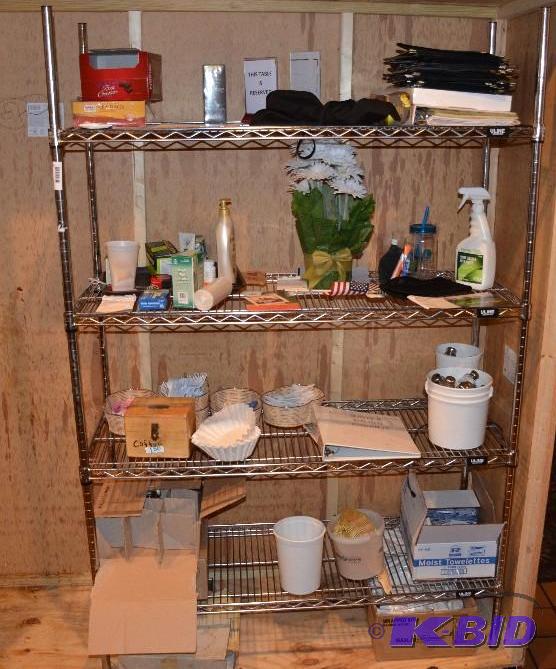 lot 59 image: Uline stainless steel shelf unit outside of k...