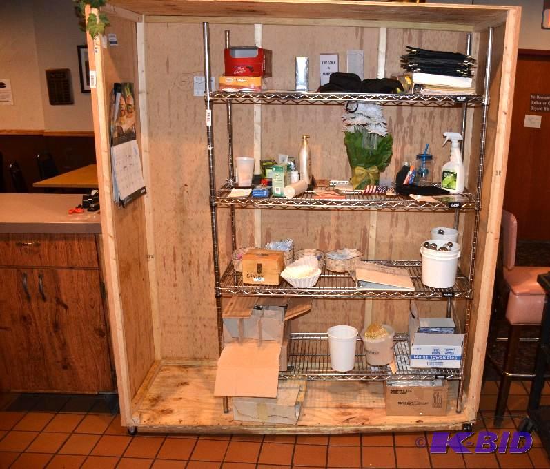 lot 60 image: Wood rolling cabinet outside of kitchen 68 1...