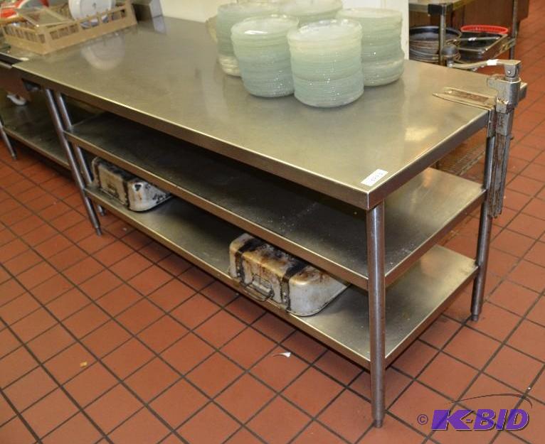 lot 77 image: Stainless Steel Utility table with 2 shelves....