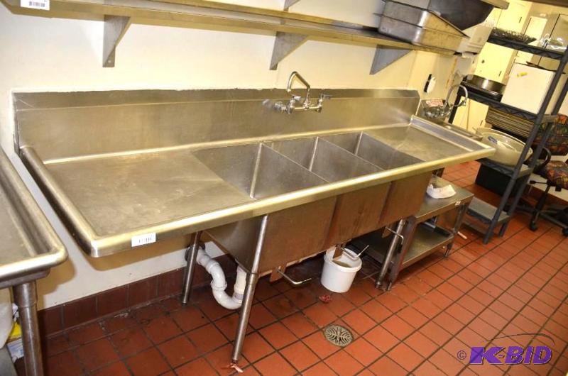 lot 81 image: 3 Bay Stainless Steel Wash Sink. Measures app...