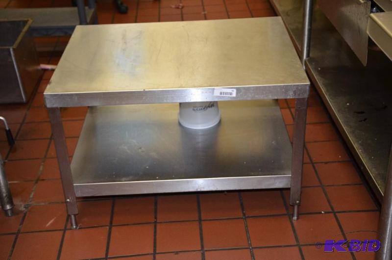 lot 92 image: Stainless Steel 2 shelf unit. measures approx...