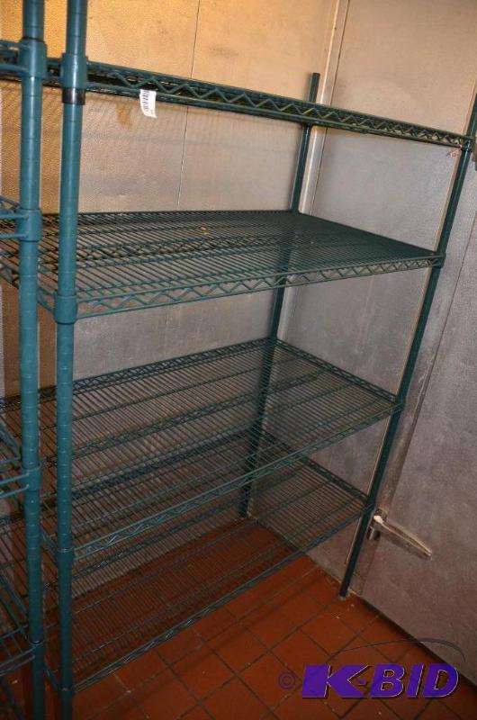 lot 98 image: Green lateral shelf storage rack (In walk-in ...