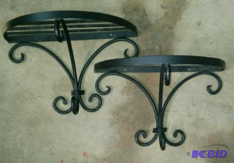 2 Black Metal Decorative Wall Shelves